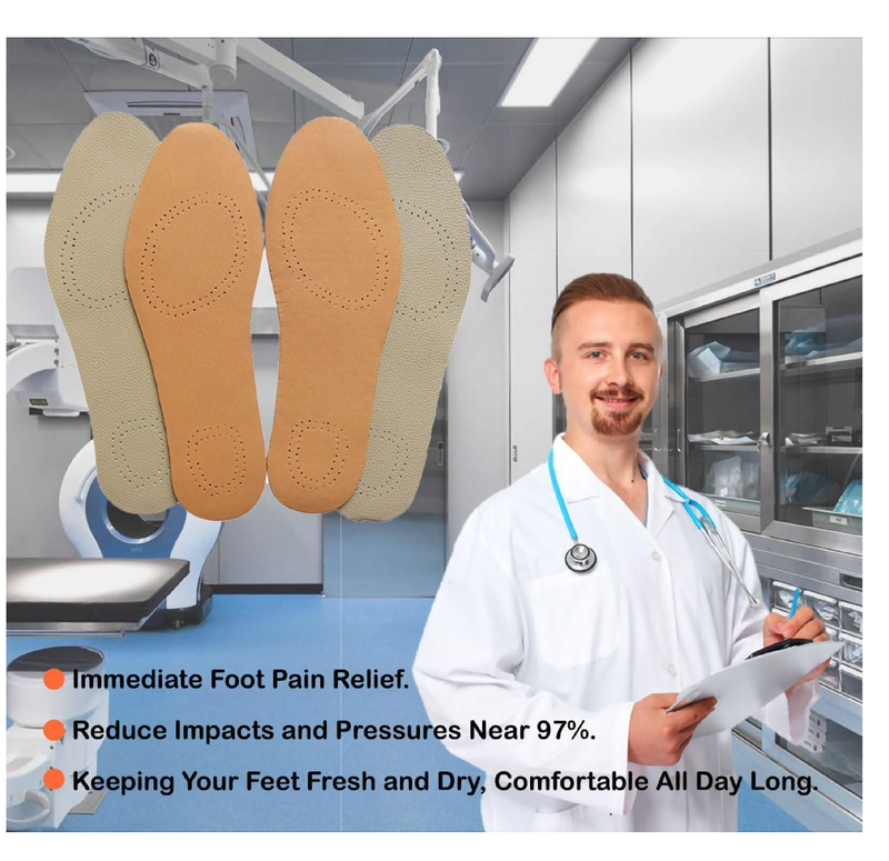 Leather Insoles for Women Brown Ultra-Thin Leather Inserts for Women Activated Carbon Insoles
