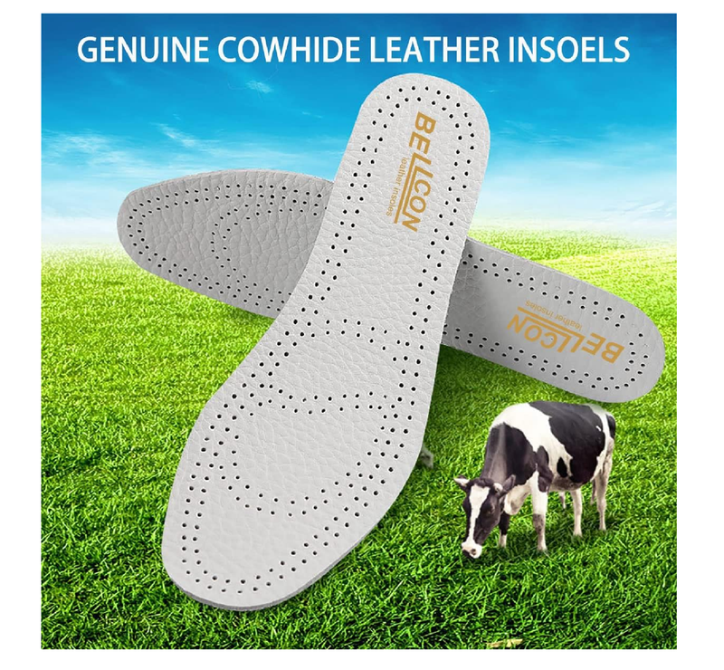 Leather Insoles for Women Nonslip Thin Shoe Pads with Activated Carbon Foam for Odor Eaters Thin Leather Inserts