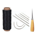 Bent Hand Leather Sewing Needle Kit With Black Leather Sewing Waxed Cord For Leather Restoration Craft DIY (Black Waxed Thread + Needle)
