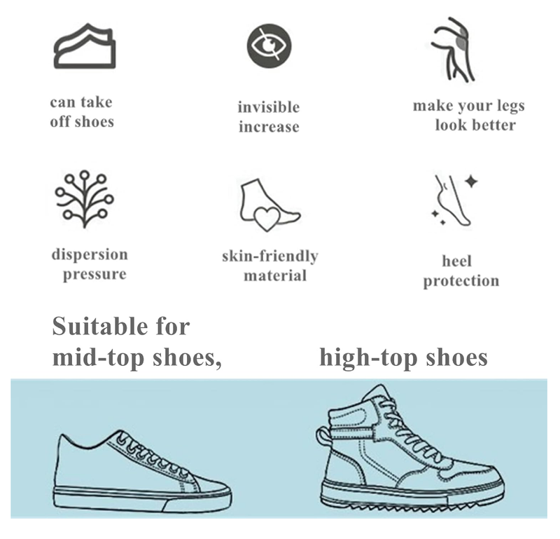Height Increase Insoles, Invisible Non-Slip Silicone Shoe Lift Cushion, Universal Half Height Increasing Heel Protector Pads for Women and Men