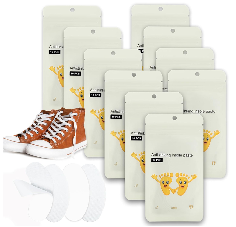 100pcs Shoe Deodorizing Stickers, Natural Shoe Odor Removal Stickers, Deodorizing Stickers for Shoes(White)