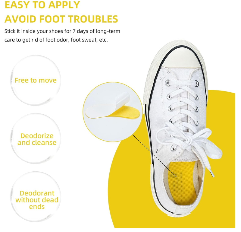 100pcs Shoe Deodorizing Stickers, Natural Shoe Odor Removal Stickers, Deodorizing Stickers for Shoes(White)