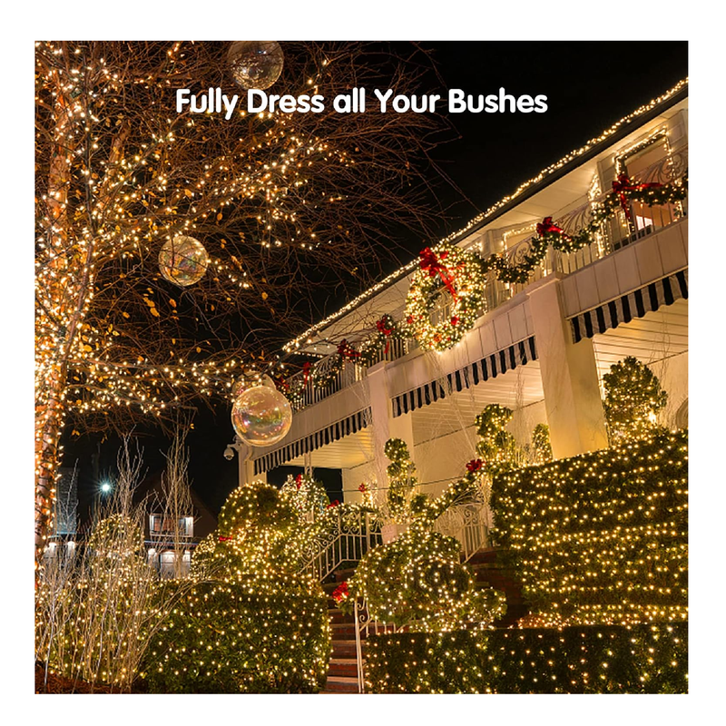 BlcTec Christmas Net Lights, 360 LEDs 9.8ft x 6.6ft Outdoor Christmas Bush Lights with 8 Modes, Timer, Connectable, Waterproof and Durable Green Weir for Trees, Bushes, Outdoor Christmas Decorations