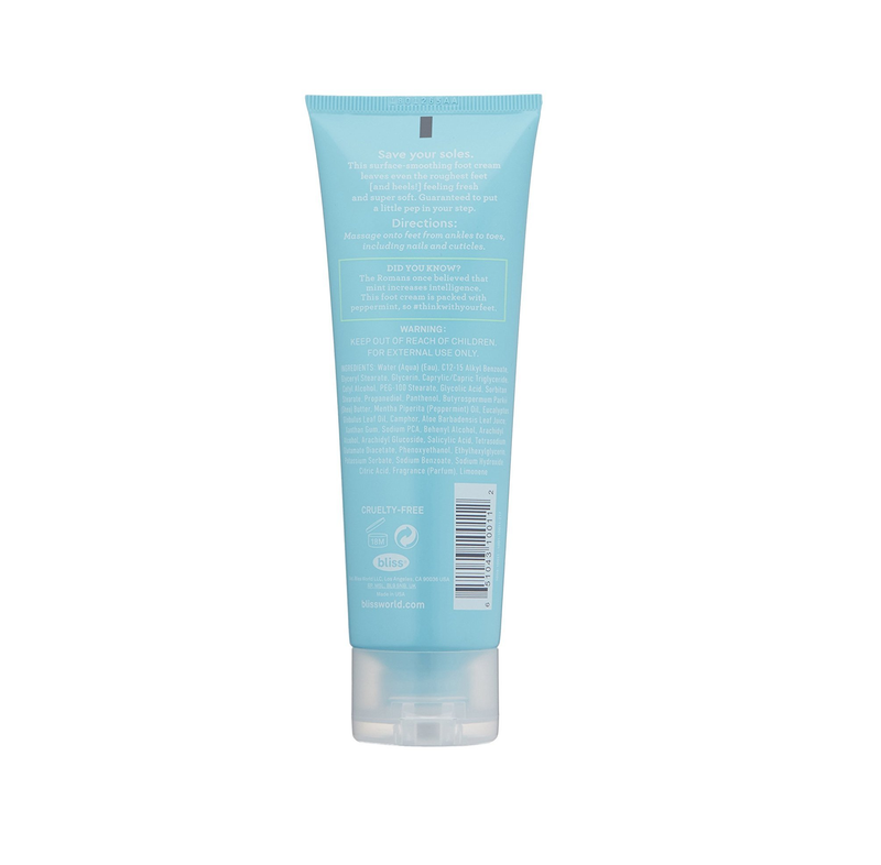 Bliss - Aloe Leaf & Peppermint Foot Cream Super Softening AHA Exfoliating Cooling Cream Exfoliator & Moisturizer