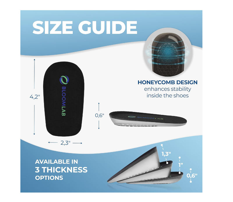 Orthopedic Heel Lift Inserts - 2 Pack, Plantar Fasciitis Relief, Height Increase Insole