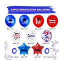 Blue Red Graduation Balloons 62pcs Graduation Party Decorations