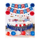 Blue White and Red Birthday Decorations Patriotic Party Supplies Kit for Men Women Boys Grils Happy Birthday Banner Paper Pompoms Red Blue Confetti Balloons