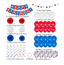 Blue White and Red Birthday Decorations Patriotic Party Supplies Kit for Men Women Boys Grils Happy Birthday Banner Paper Pompoms Red Blue Confetti Balloons