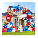 Bonropin 132pcs Red White and Blue Balloon Garland Kit with Gold Balloons USA Flag Foil Balloon for Nautical Veterans Memorial