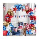 Bonropin 132pcs Red White and Blue Balloon Garland Kit with Gold Balloons USA Flag Foil Balloon for Nautical Veterans Memorial