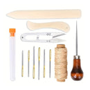 Bookbinding Tools Kit, Sewing Awl Tool, Bone Folder Creaser, Waxed Thread, Large-Eye Needles, Scissors For Leathercraft Bookbinding And Scrapbooking