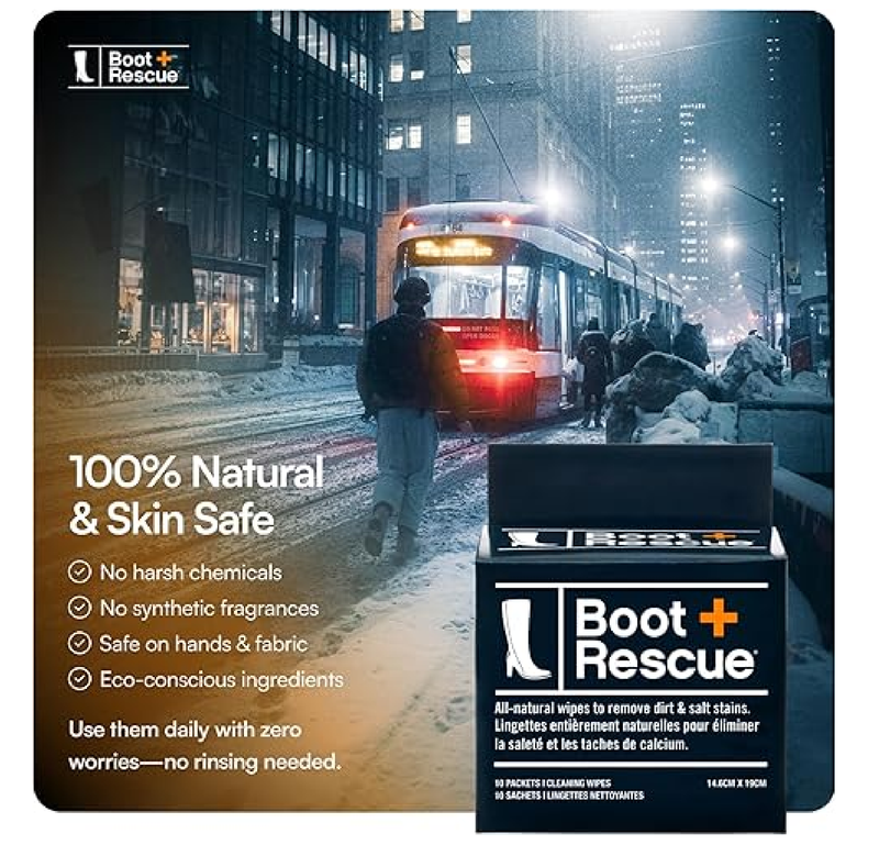 Boot Rescue All-Natural Cleaning Wipes. Remove Dirt & Damaging Salt Stains from Leather & Suede Shoes & Boots