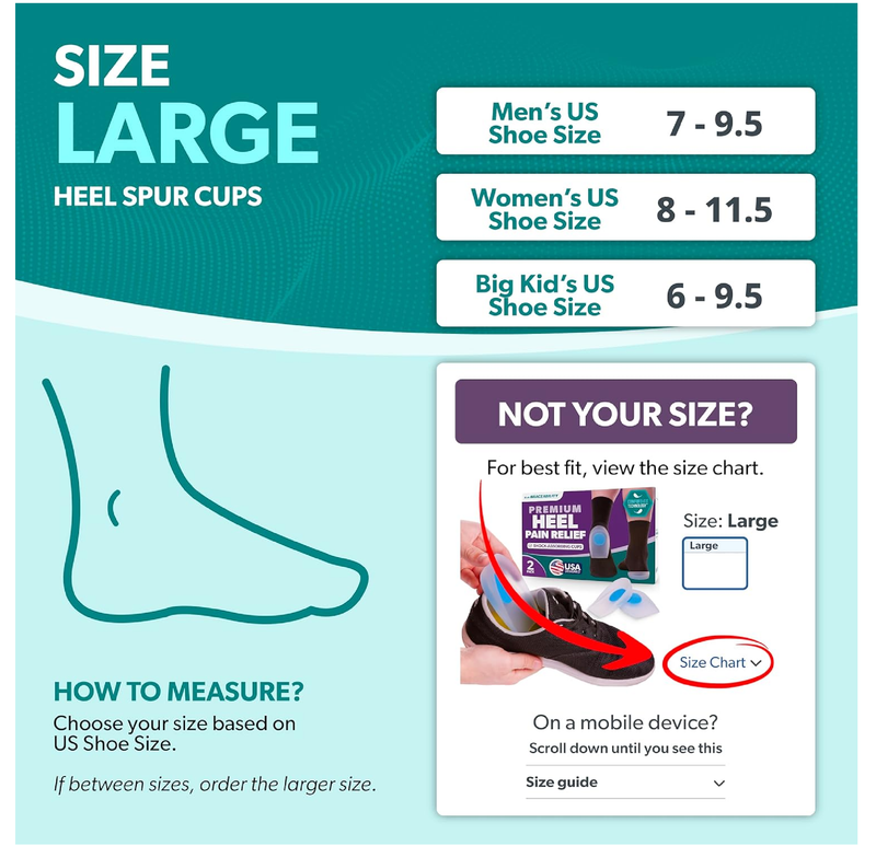 BraceAbility Heel Spur Cups | Medical-Grade Silicone Plantar Fasciitis Insole Cushion Pads,