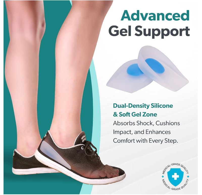BraceAbility Heel Spur Cups | Medical-Grade Silicone Plantar Fasciitis Insole Cushion Pads,