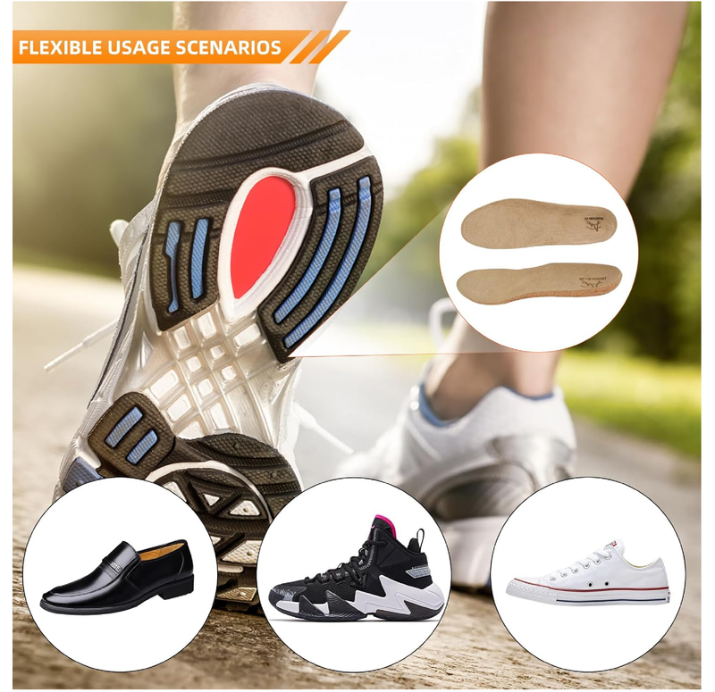 Orthopedic Arch Support Insoles for All day Comfort and Pain Relief Breathable Leather