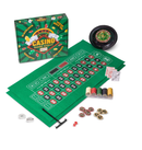 Brybelly Casino Night 4-in-1 Complete Game Set with Felts Wheel 100 Chips Dice & Cards for Blackjack Craps Roulette & Texas Hold'em Green Felt Double Sided Casino Tabletop Gaming Mat
