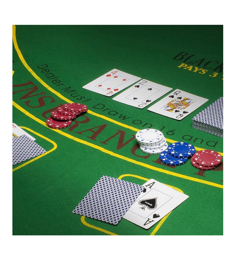 Brybelly Casino Night 2-in-1 Blackjack and Roulette Table Felt Only Green Felt Double Sided Casino Tabletop Gaming Mat 72" x 36"  Perfect for Casino Game Night