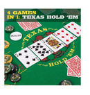 Brybelly Casino Night 4-in-1 Complete Game Set with Felts Wheel 100 Chips Dice & Cards for Blackjack Craps Roulette & Texas Hold'em Green Felt Double Sided Casino Tabletop Gaming Mat