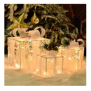 Bstge Christmas Lighted Gift Boxes, Set of 3 Christmas Decorations for Home, Light up Christmas Ornaments, Warm White LED with Bows for Indoor Party Holiday, Christmas Decor(Star)