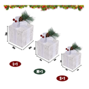 Bstge Christmas Lighted Gift Boxes, Set of 3 Christmas Decorations for Home, Light up Christmas Ornaments, Warm White LED with Bows for Indoor Party Holiday, Christmas Decor(Star)