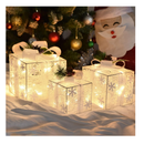 Bstge Christmas Lighted Gift Boxes, Set of 3 Christmas Decorations for Home, Light up Christmas Ornaments, Warm White LED with Bows for Indoor Party Holiday, Christmas Decor(Snow)