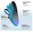 Carbon Fiber Insoles for Men & Women - Bukihome（1 Pair） High Arch & Rigid Support - Non-Cleated Shoes - Running, Hiking