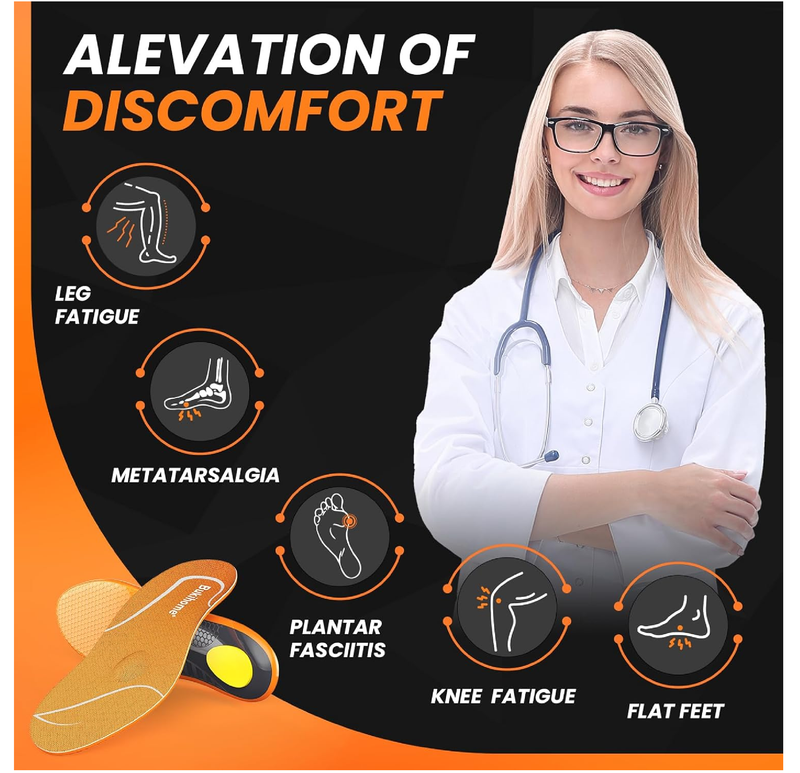 Bukihome Work Boot Insoles for Construction & Standing All Day - Heavy Duty Orthotic Shoe Inserts with Shock Absorption,