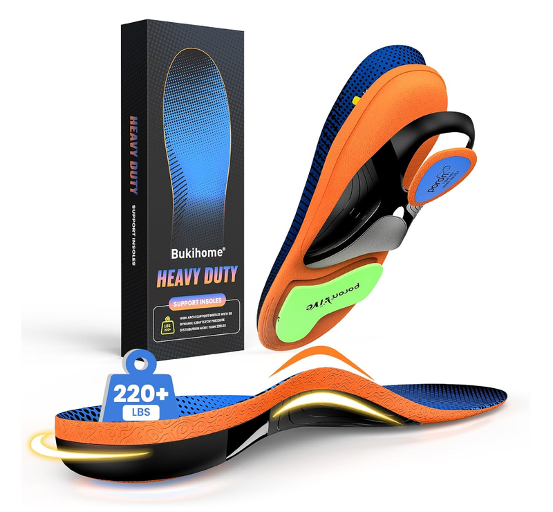 Bukihome Work Boot Insoles & Inserts - High Arch Support Insoles for Standing All Day- Heel Cups & Shoe Inserts