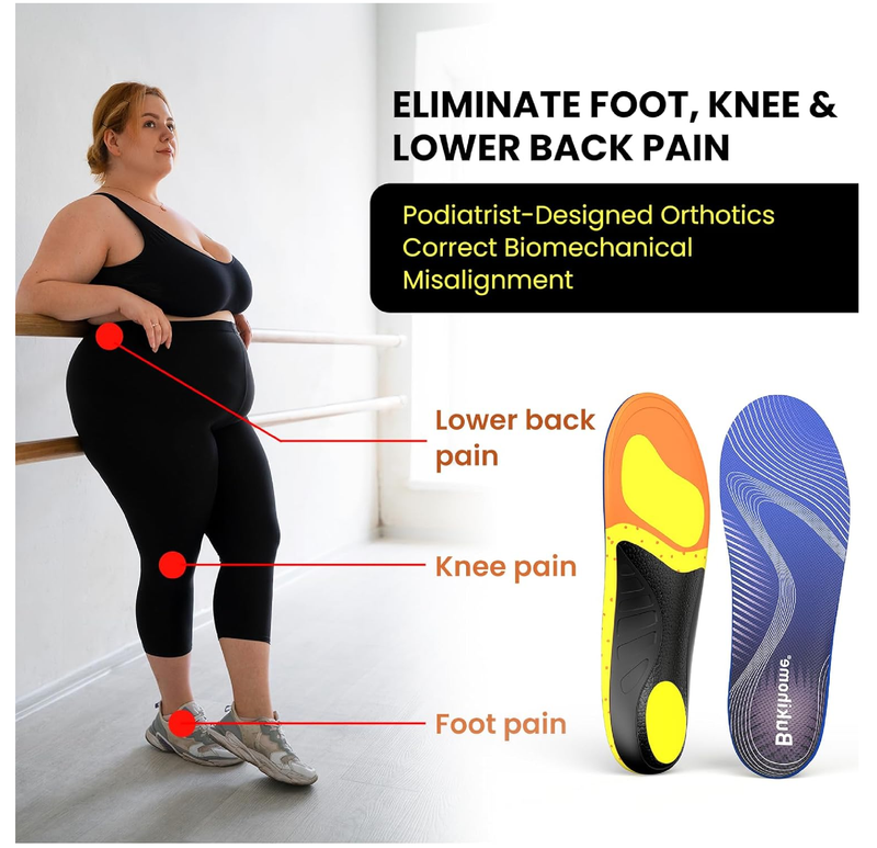 Plantar Fasciitis Relief Insoles for Men & Women - Rigid Arch Support Inserts for Flat Feet,