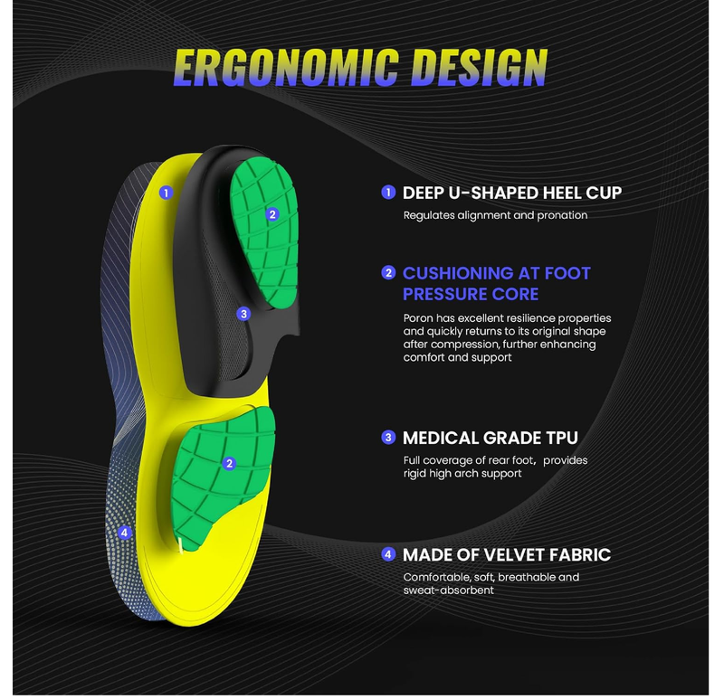 Bukihome Work Boot Insoles & Inserts - High Arch Support Insoles for Standing All Day