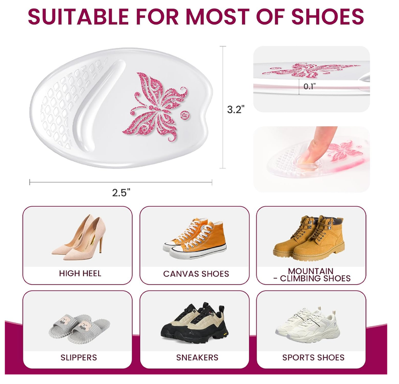 Ball-of-Foot Cushions for High Heels Sandals Women - Bukihome 2-Pair Metatarsal Pads for Forefoot Pain Relief