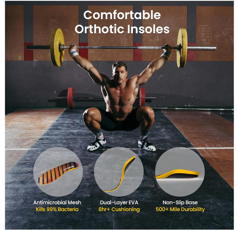 Bukihome Orthotic Arch Support Insoles for Plantar Fasciitis Relief & Heel Pain Shock Absorption Cushioned Inserts