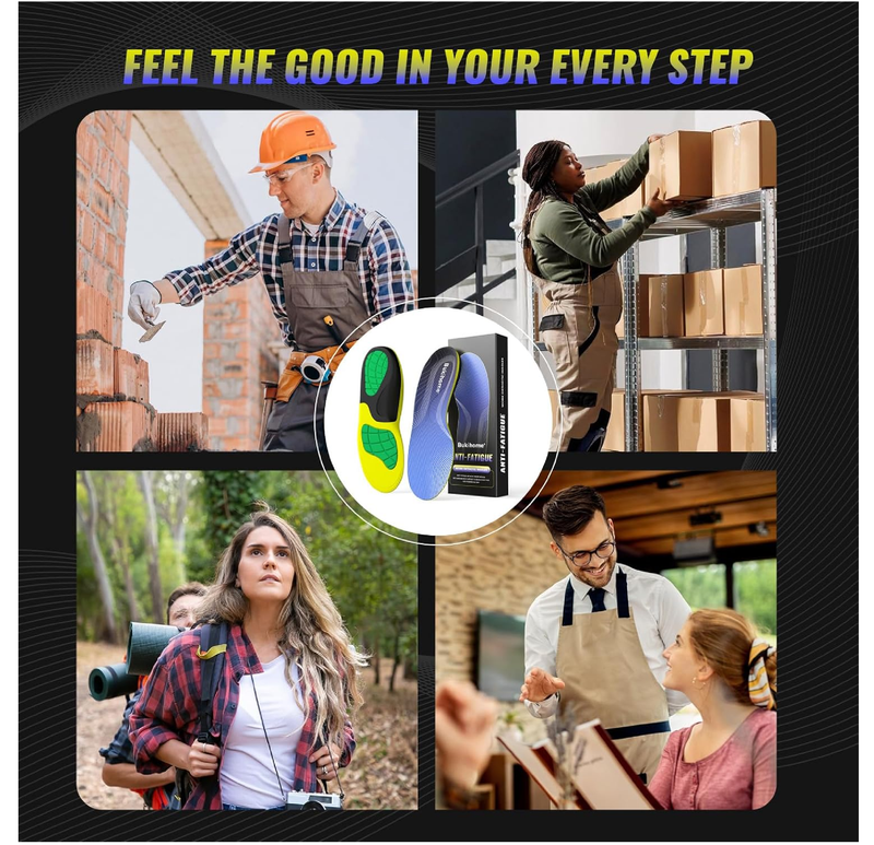 Bukihome Work Boot Insoles & Inserts - High Arch Support Insoles for Standing All Day