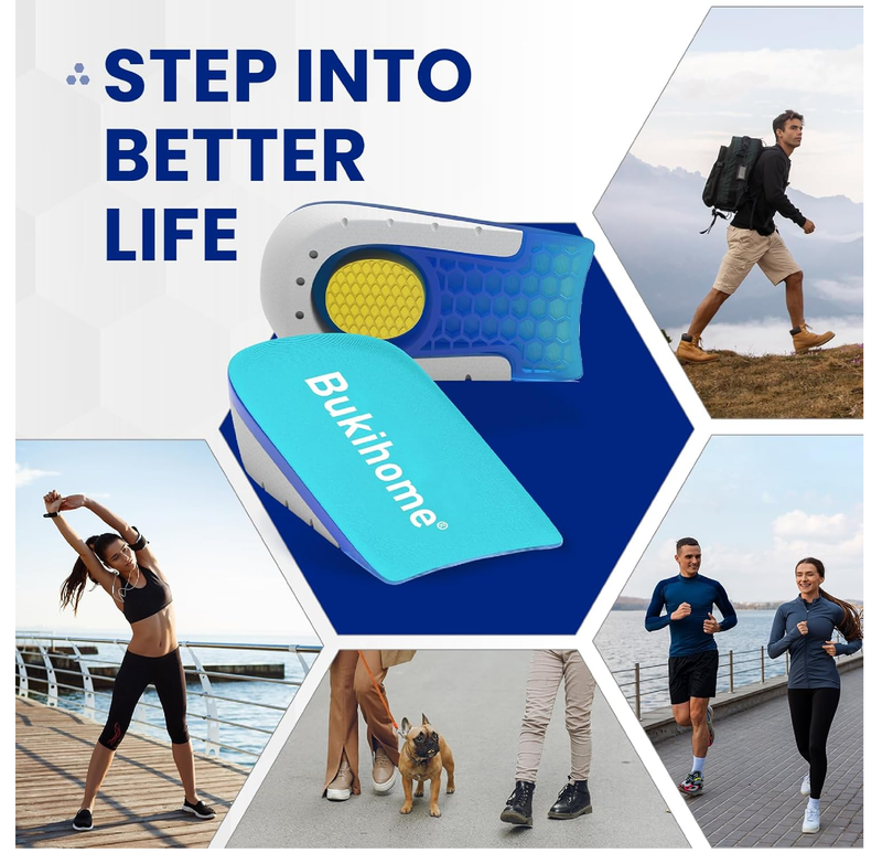 Heel Lifts for Pain Relief - Bukihome Heel Pads Achilles Tendonitis, Leg Length Discrepancy