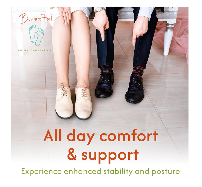 Sleek! Ultra Thin Insoles Lightweight Cushioning Designed by Business Feet® for Minimal Crowding in Dress Shoes & Casual Shoes.