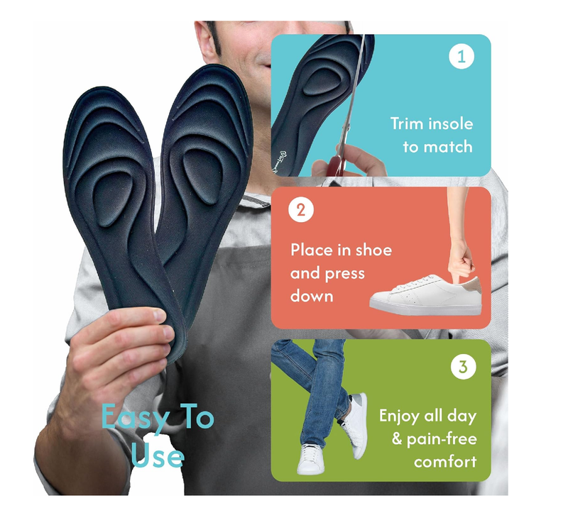 Sleek! Ultra Thin Insoles Lightweight Cushioning Designed by Business Feet® for Minimal Crowding in Dress Shoes & Casual Shoes.