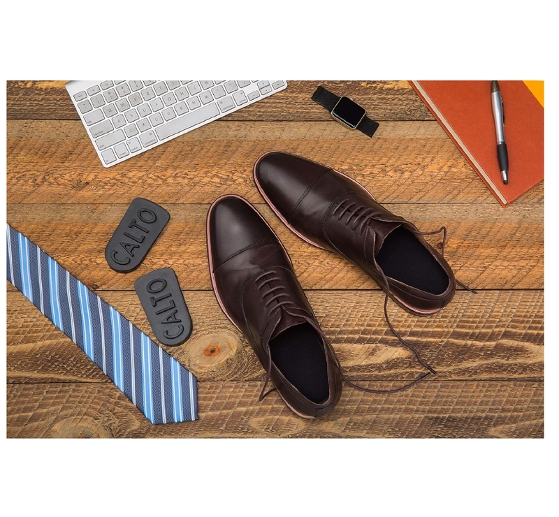 CALTO Premium Height Increase Insole - Ergonomic Heel Lifts for Elevator Shoe Increasing Effect - 3/4 Length Insole