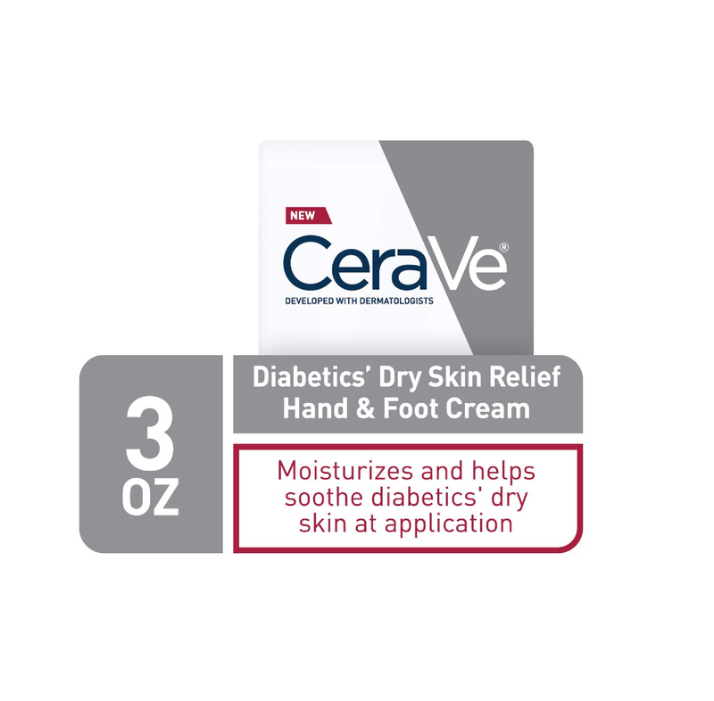 CeraVe Hand Cream & Foot Cream for Diabetics Dry Skin Diabetes Care Foot & Hand Cream for Dry Hands & Feet Fragrance Free & Paraben Free 3 Ounce