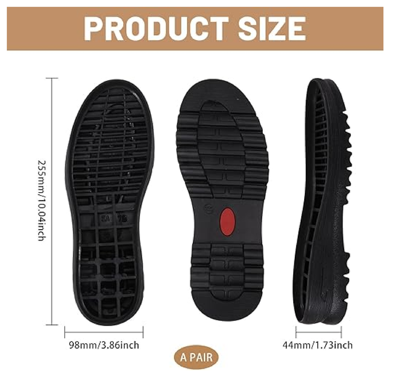 CHGCRAFT 1 Pair Shoe Replacement Rubber Full Out Sole A Pair Non-Skid Leather Shoes Wear Resistant Sole