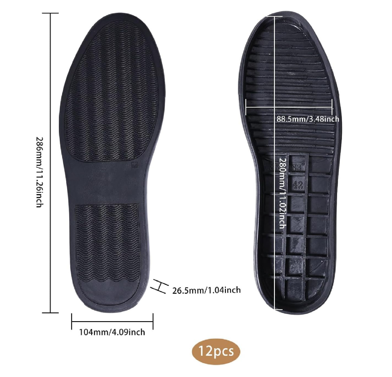 CHGCRAFT Shoe Replacement Rubber Soles for DIY Shoes 1 Pair Rubber Full Out Sole Black Wear Resistant Shoes