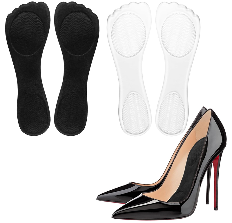 2 Pair Gel Cushion Insoles, 3/4 Gel Cushion Insoles for Women, Non-Skidding Shoe Insoles for High Heels Sandals Flats Boots