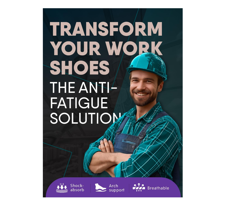Work Boot Insoles - Medium Arch Support Inserts - Cushions for Men and Women