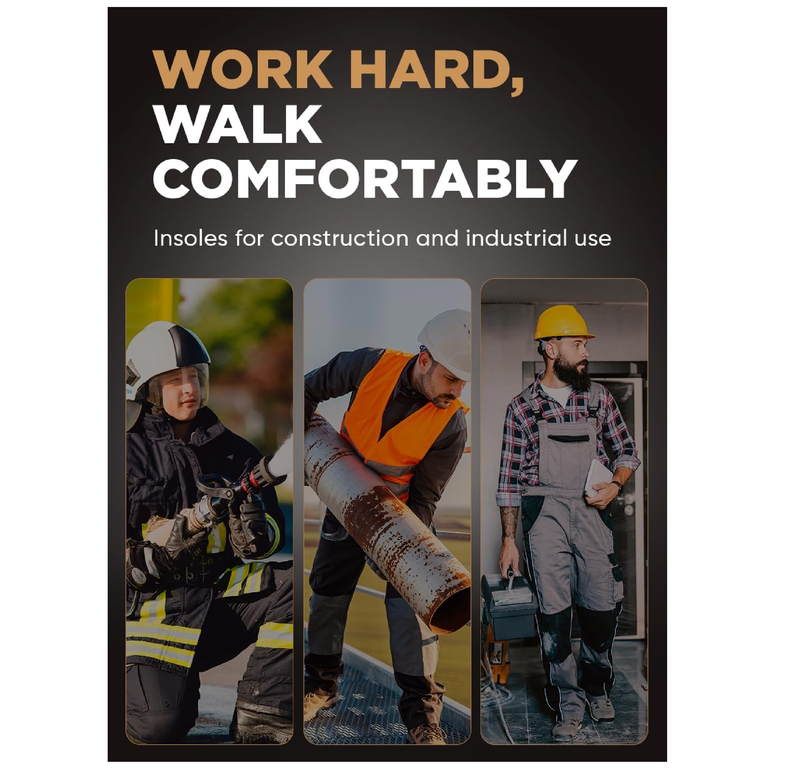 Puncture Resistant Work Insole - Nail Proof - Steel Toe Inserts - Work Boot Insoles for Men and Women