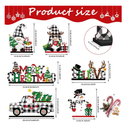 Capoda 6 Pcs Christmas Table Decorations Wooden Christmas Table Centerpieces Xmas Snowman Santa Claus Gnome Table Signs Merry Christmas Table Toppers for Holiday Party Supplies (White, Black)