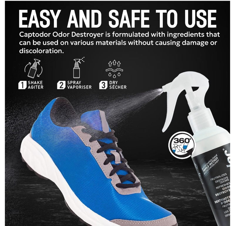 Foot Odor Destroyer Spray Carry-on Bottles (8.12 Fl Oz / 240 ml), Foot Gears Odor Eliminator & Deodorizer