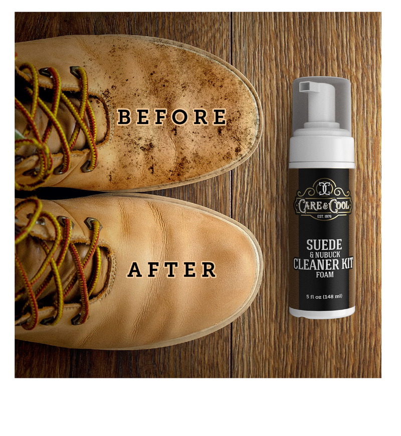 Care & Cool Suede and Nubuck Cleaner FOAM KIT (5 oz) Restores Color and Vibrancy to Shoes, Boots, Clothes, and Furniture.
