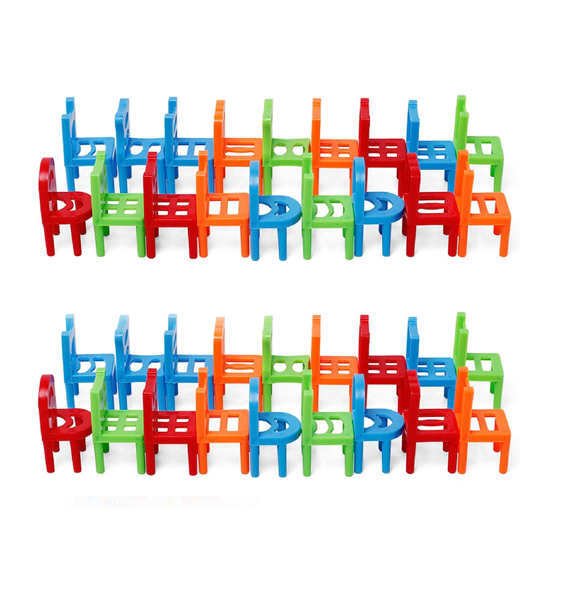 Carykon Pack of 36 Children Stacking Chairs DIY Balance Chair Stool Parent Child Gathering Puzzle Board Game Early Childhood Educational