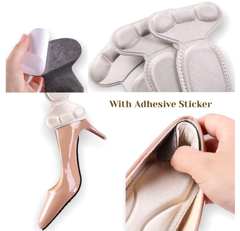 CB 2-Pairs of Sponge 2-in-1 Pointed Insoles, Shoe Inserts with Heel Grip, Liners Cushion Breathable Absorption Arch Pain Heel Pain Relief,