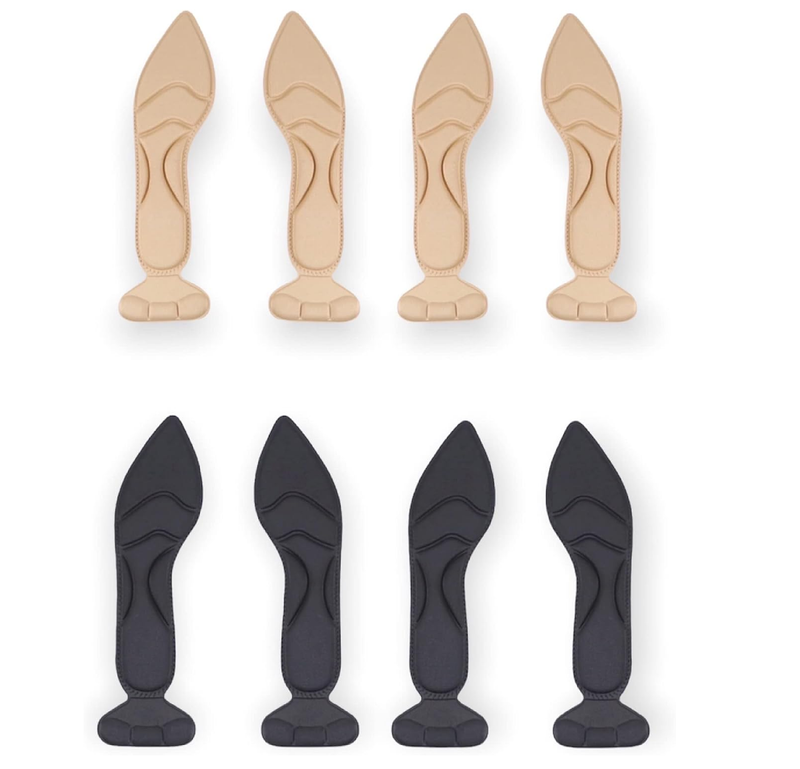 CB 2-Pairs of Sponge 2-in-1 Pointed Insoles, Shoe Inserts with Heel Grip, Liners Cushion Breathable Absorption Arch Pain Heel Pain Relief,