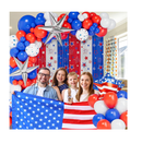 Red White and Blue Balloon Garland Kit with Patriotic Balloons Red Silver Blue Tinsel Foil Fringe Curtains Flag Cake Toppers for 4th of July Decorations Independence Day Veterans Memorial Day Party